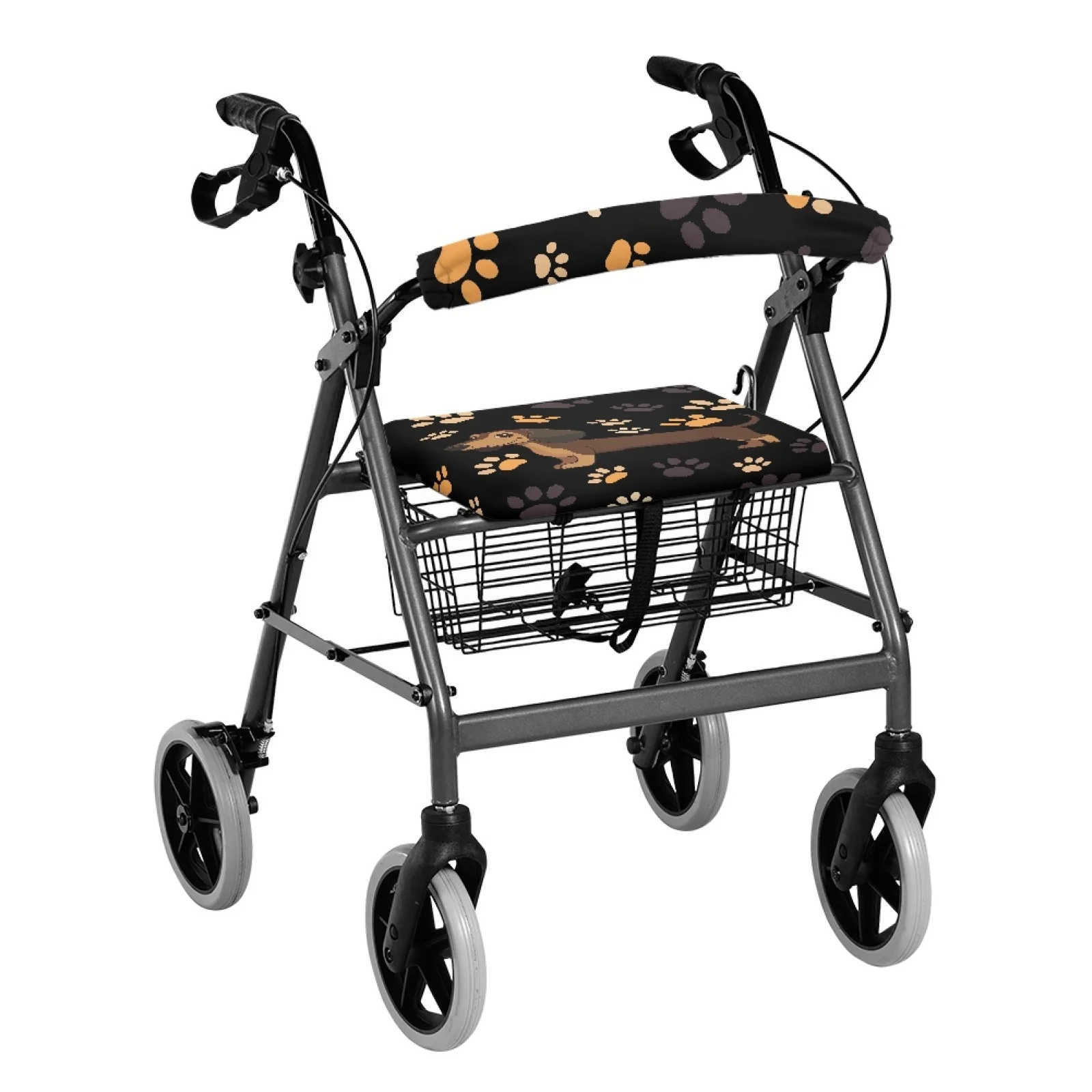 Coloranimal Dachshund Paw Print 2 Pcs Rollator Walker Seat Cover Walker Seat Cushion Cover for Ladies Indoor