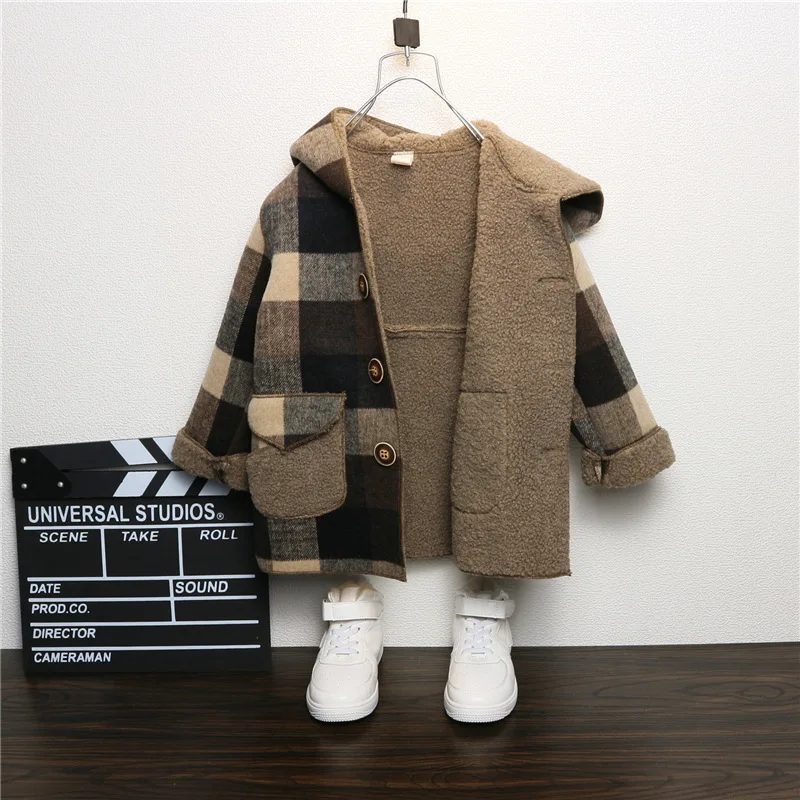 Boys Coat Jacket Outwear Tops Cotton 2022 Vintage Thicken Plus Velvet Winter Autumn Plus Size Overcoat Children\'s Clothes