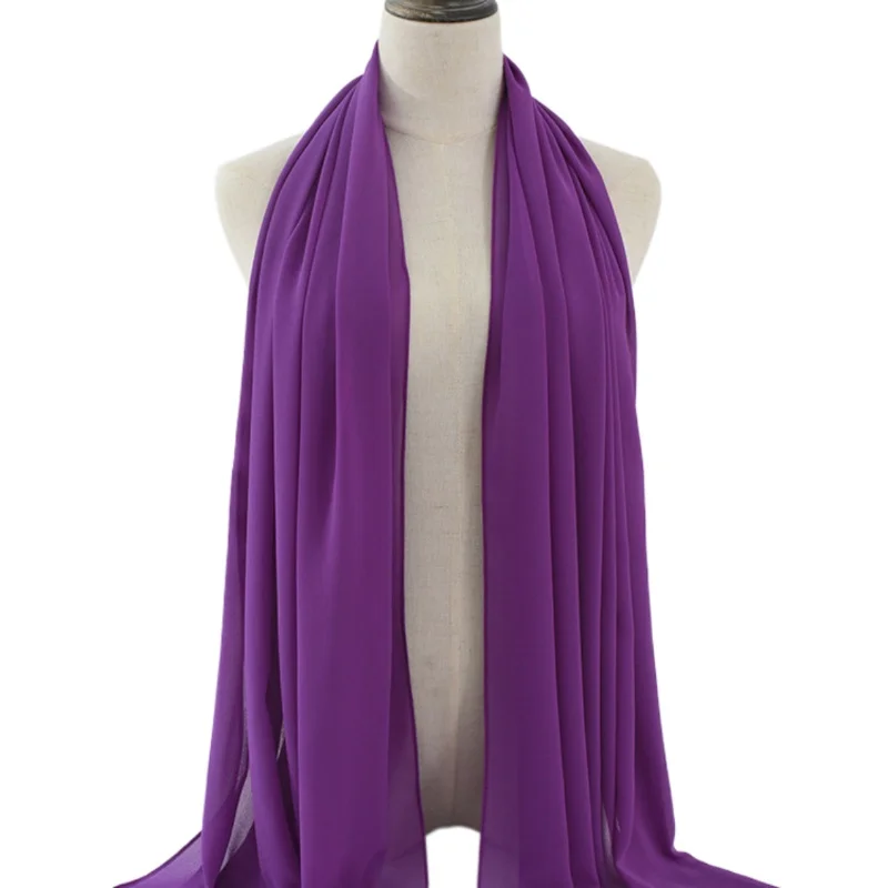 Womens Ethnic Style Pearl Chiffon Bubble Scarf Full Color Malaysian Headscarf Fashion Dress Accessoriesable Wrap for All Seasons