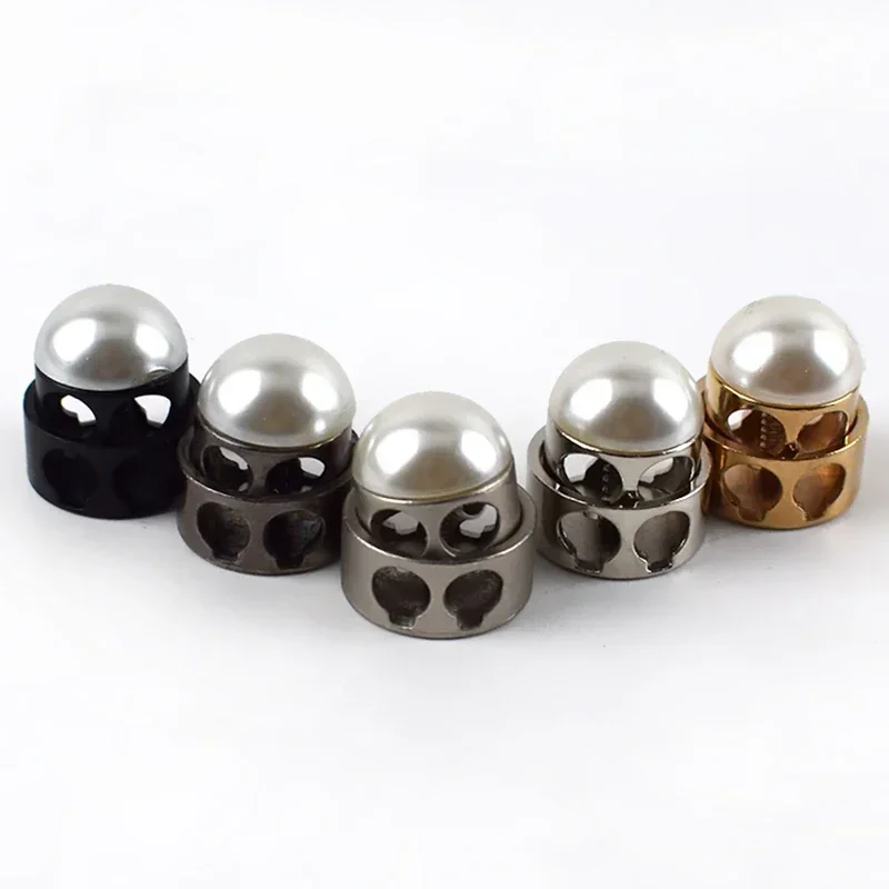 10Pcs 15X12mm 20X17mm Pearl Double Hole Stopper Buckle Metal Spring Adjustment Cord Lock Hook Hat Hoodie Rope End Decor Buckles