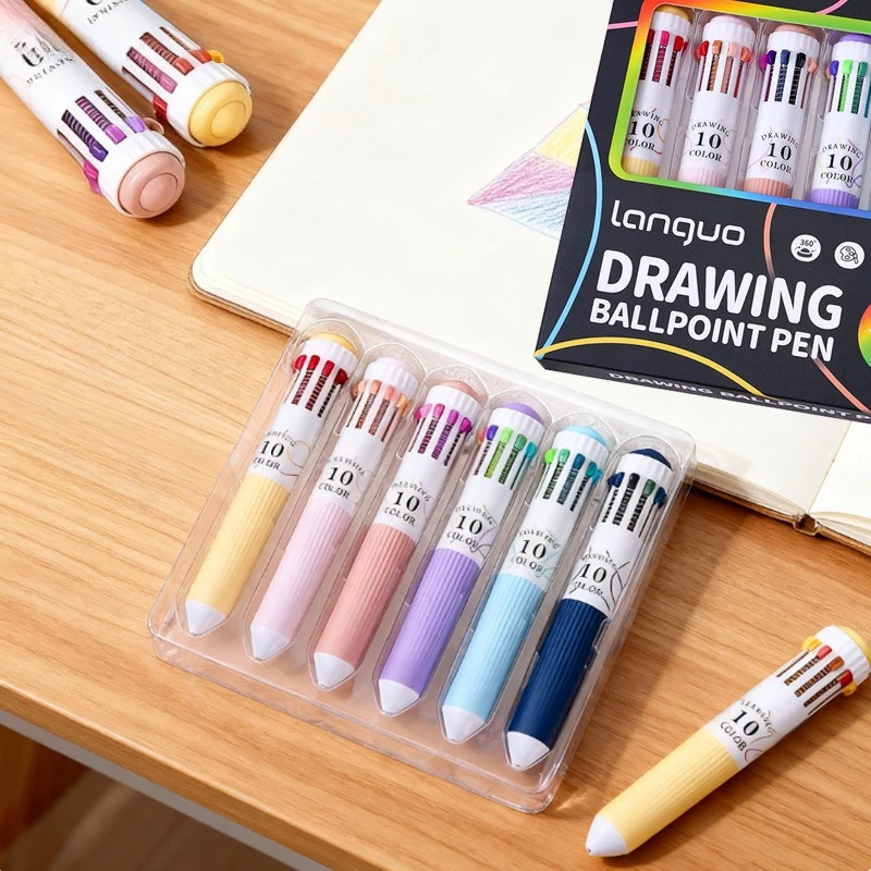 

6pcs 60color Ballpoint Pens Rich Color Portable Durable Stackable Color for Student Writing Office Annotation Marking Handbook