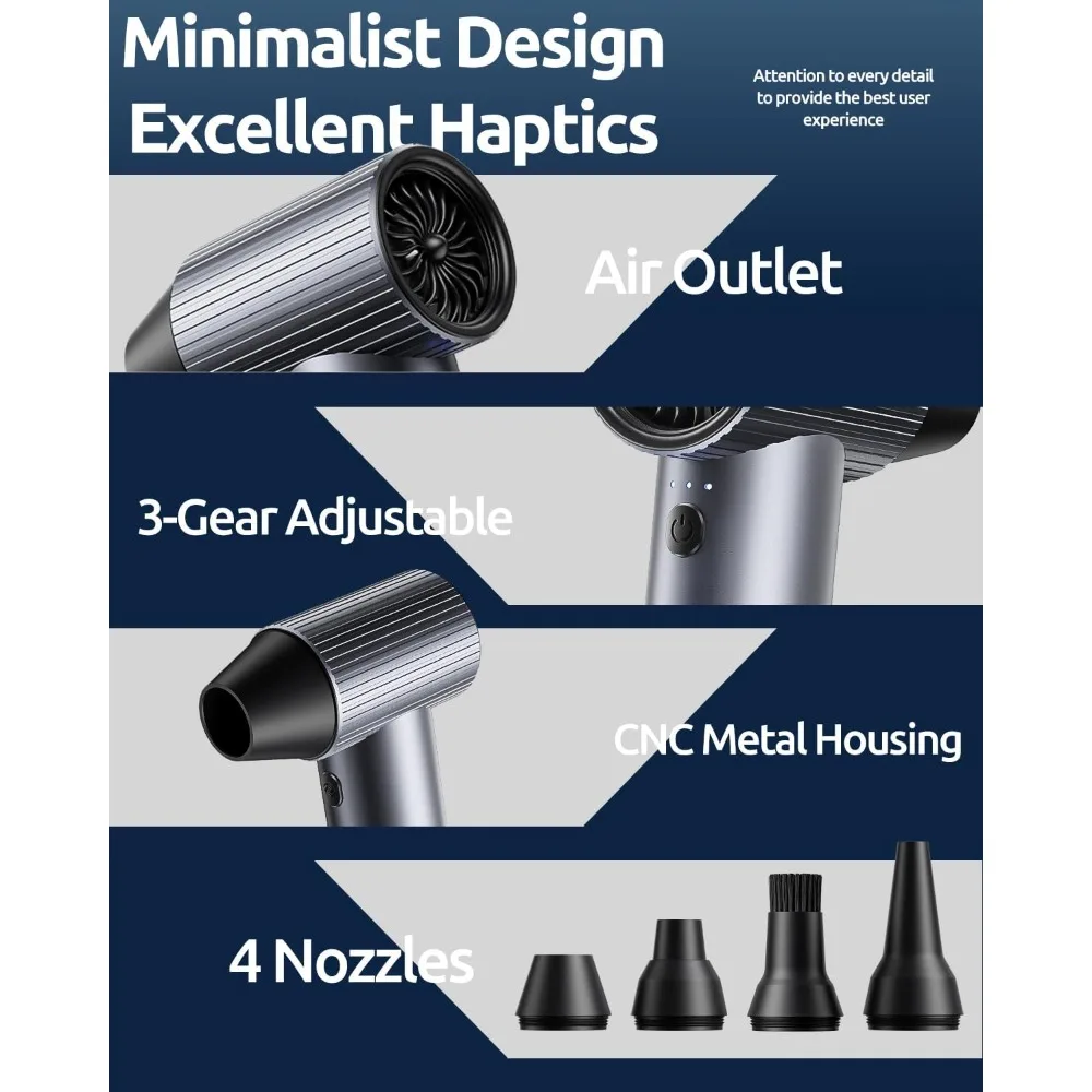 Цельнометаллический струйный сухой мини-вентилятор — электрическая воздушная тряпка 300 000 об/мин — перезаряжаемая воздуходувка сжатого воздуха — мощная воздушная тряпка