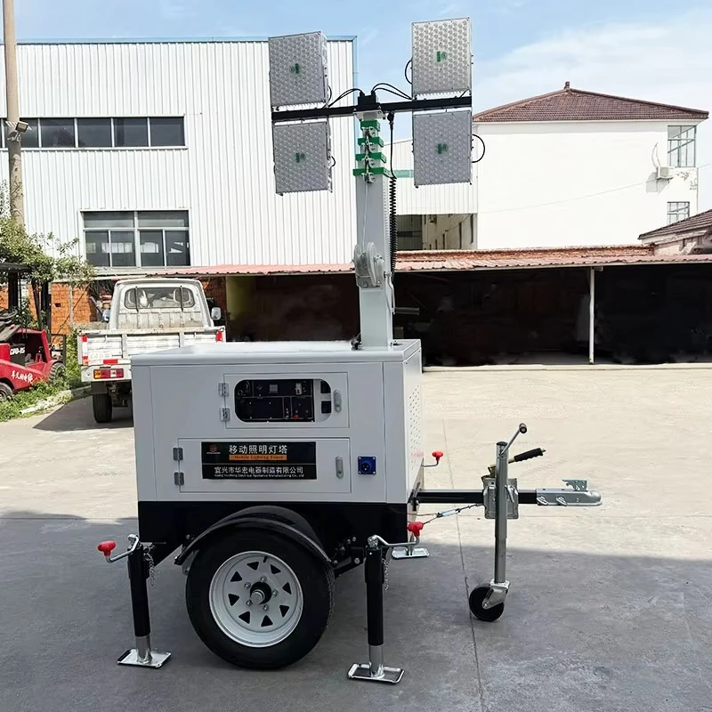 Diesel Lighting Tower Low Fuel Consumption 4pcs High Bright LED Lamps Mining Site All Night Continuous Illumination Machine view 2