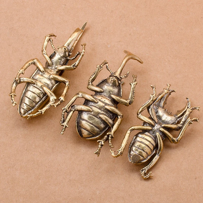 3 стиля в наличии, миниатюрная фигурка жуков, маленькое украшение для стола, винтажные медные насекомые, чайные домашние животные, орнамент, аксессуар для домашнего декора