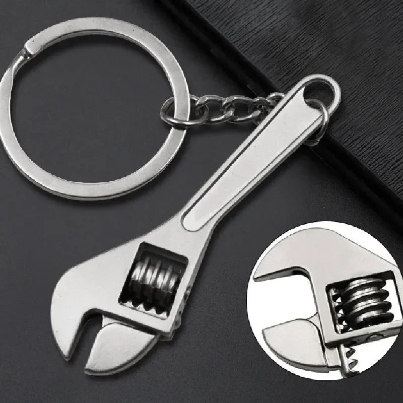 Auto Wrench Keychain Stainless Steel Car Key Ring High-grade Simulation Spanner Key Chain Keyring Keyfob Tools Creative Novelty