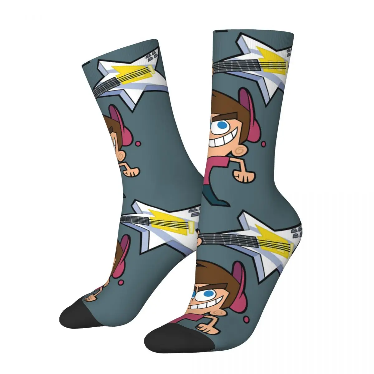 Hip Hop Vintage Guitarist Kid Crazy Men's compression Socks Unisex The Fairly Odd Parents Harajuku Pattern Printed Crew Sock