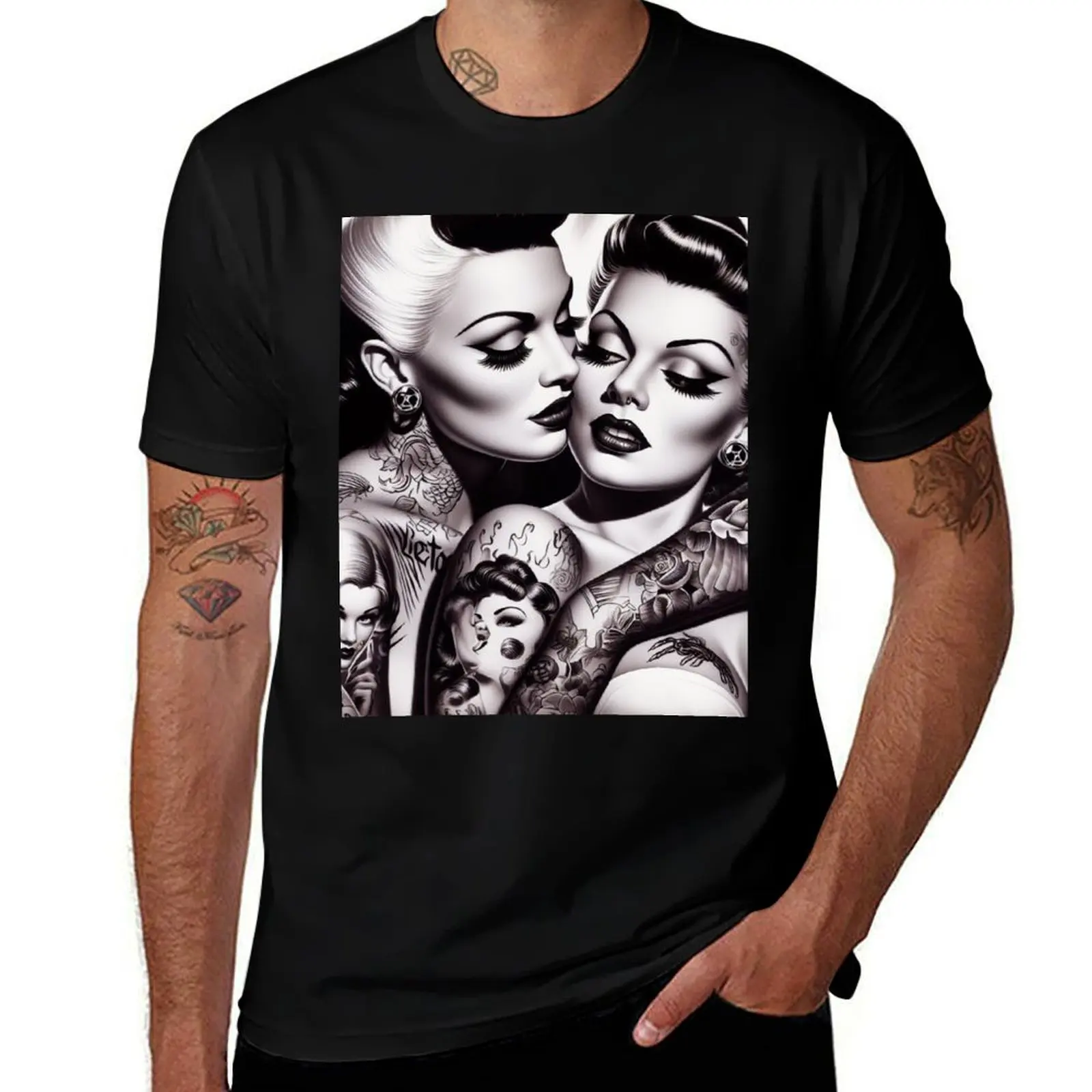 Retro Hot Tattoo Girls T-Shirt Standard Fit Solid Tee Shirt T-Shirt