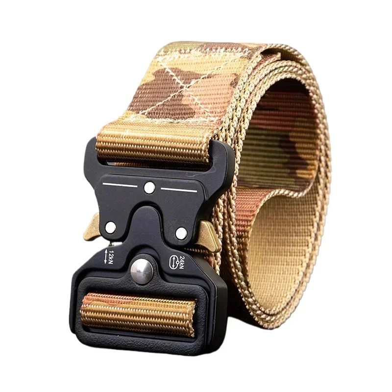 Men Belt - Belt Quick Release Outdoor  Camouflage Soft Real Nylon Sports Accessories Black Belt for Women