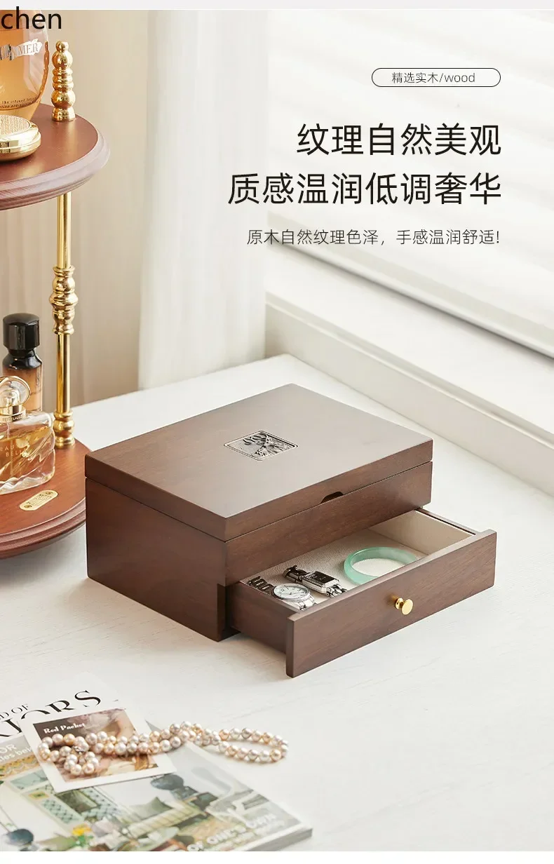 DSA--wood large capacity jewelry storage box high-end exquisite drawer-type necklace earrings jewelry box