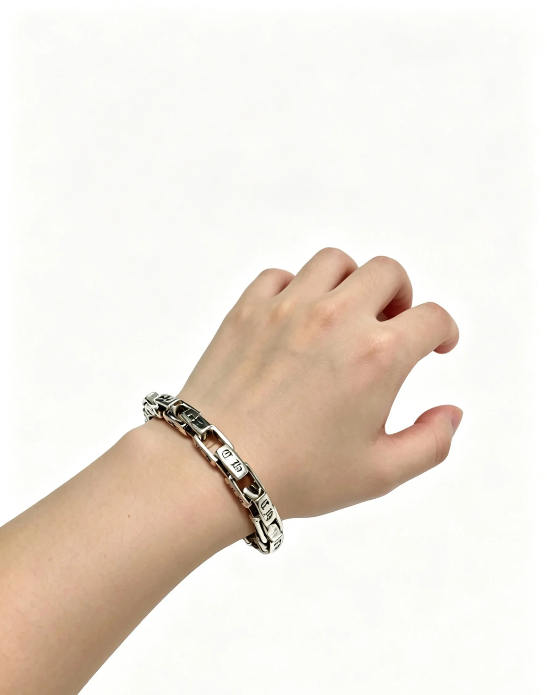 S925 sterling silver light luxury cross retro old couple bracelet CH simple charm punk jewelry