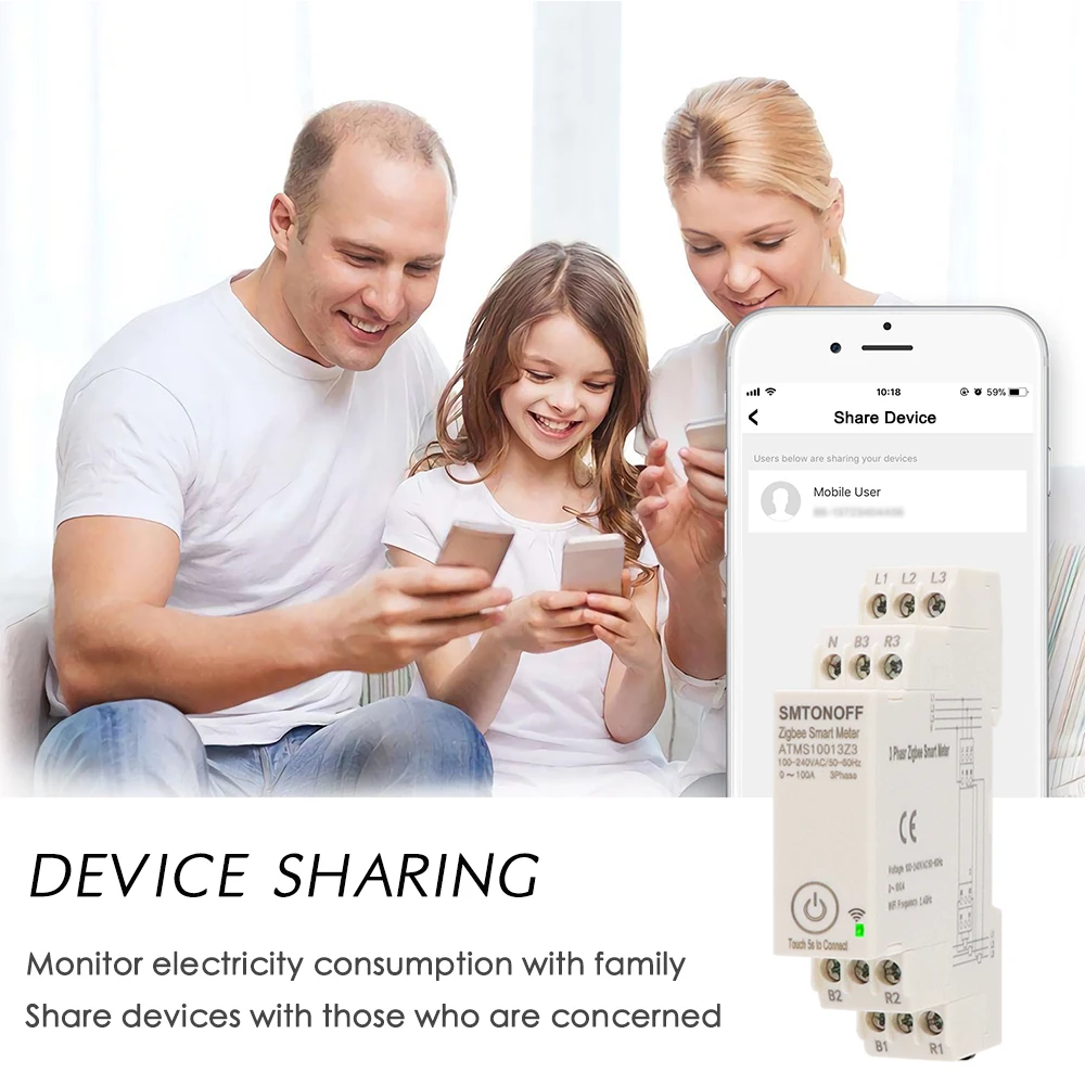 Zigbee Tuya Dreiphasiger 100A Smart Energy Power Monitor mit Externem Stromwandler CT 380V /415V 50Hz 60Hz – Detail 9