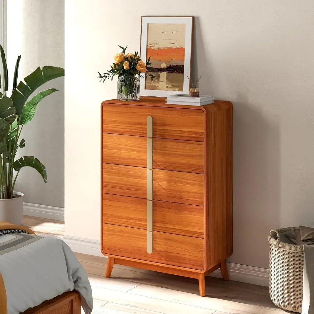 

5Drawer Dresser,Mid Century Modern Dresser for Bedroom, Tall Wooden Dresser,Entryway Cabinet with Drawers,Chest of Drawers