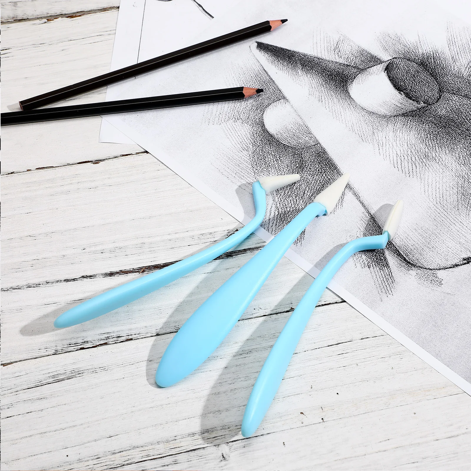 

1Set Sketch Wipes Blending Sticks Plastic Long Handle Drawing Tools Highlight Shadows Painting Erasers Sketching Sponge Tips