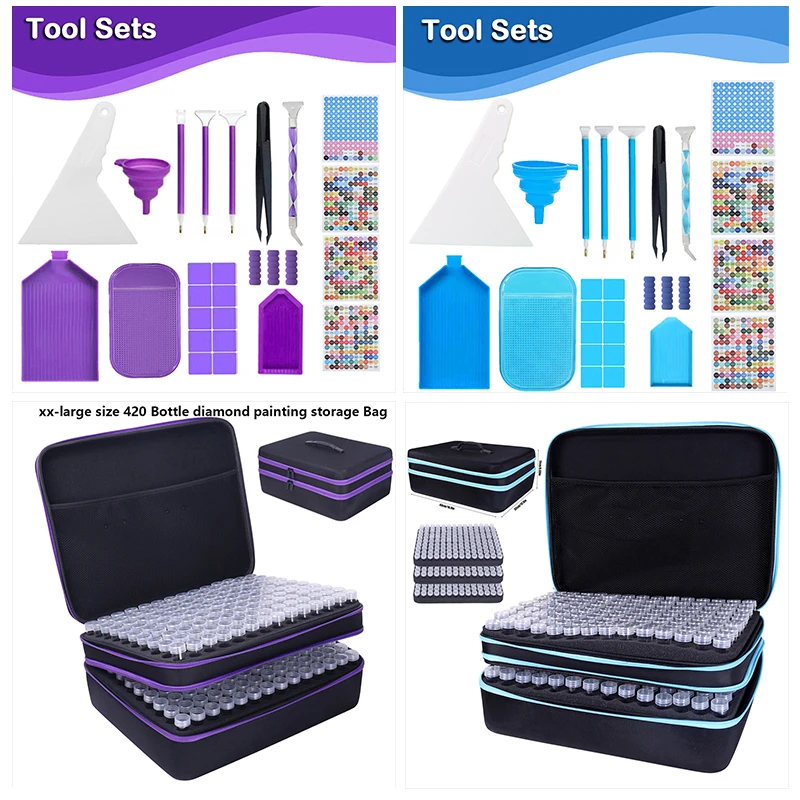 

Large 3-layer 420 slot Diamond Painting Storage Containers Accessories and Tools Portable Diamond Art Storage Case Beads Storage