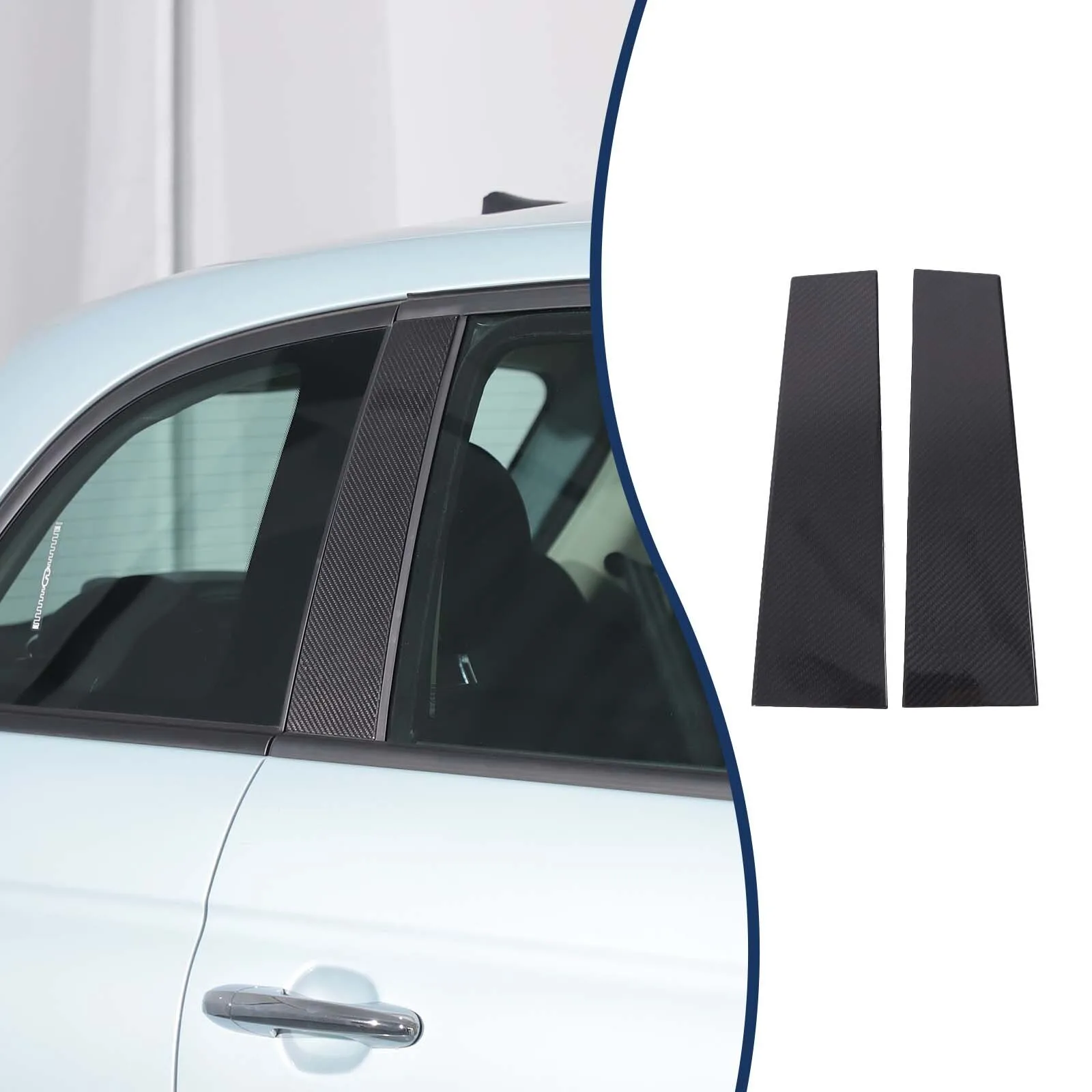 

2PCS Dry Carbon Fiber Car Window Center Post Trim For Fiat 500 2008-2023 Window Pillar Protection Cover Accessories