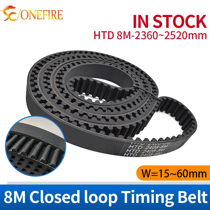 

HTD 8M Rubber Timing belt Length 2360/2400/2408/2432/2440/2448/2480/2496/2504/2520mm Width 15~60mm HTD 8M Closed loop beltS