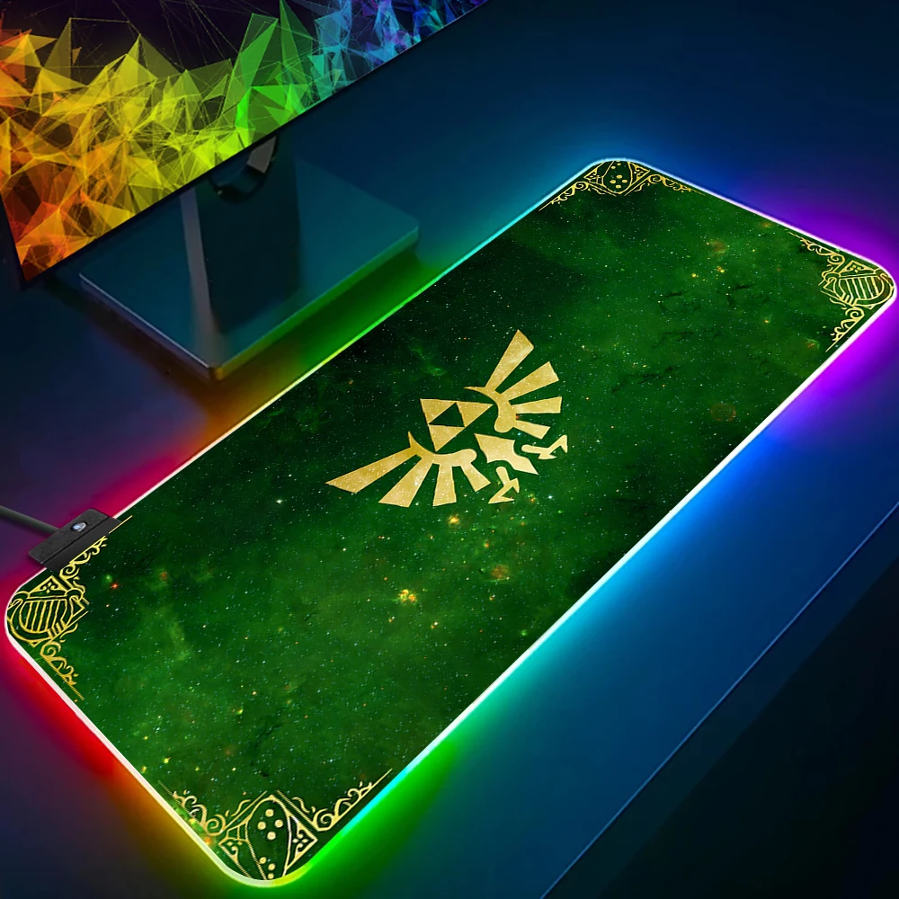 

Hot Games Zeldas Of Legends RGB Pc Gamer Keyboard Mouse Pad Mousepad LED Glowing Mouse Mats Rubber Gaming Computer Mausepad