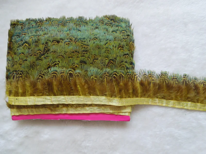 

10Yards/lot Yellow Colour Ringneck Pheasant Plumage Feather Fringe Feathers 2-3inches/5-8cm Trimming For Crafting