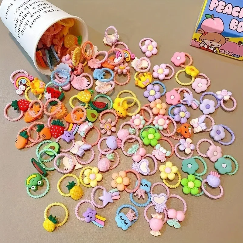 30 Pack Cartoon Hair Ties for Kids