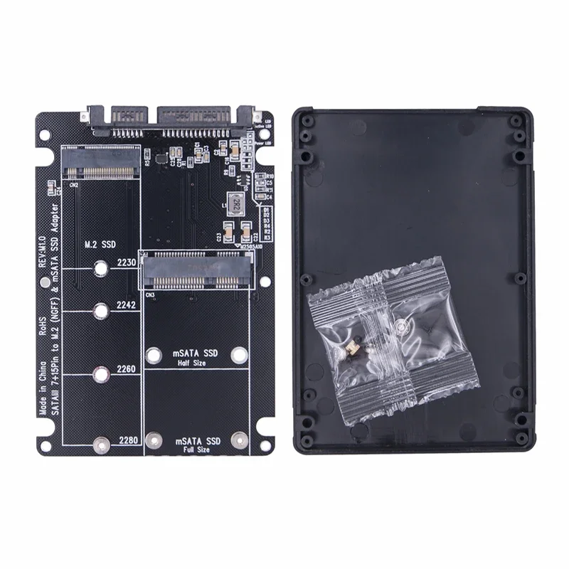 M.2 SATA B Key SSD mSATA SSD to SATA 3.0 2.5inch Adapter Card Riser Converter mSATA M2 to SATA3.0 6Gbps Mobile Box for PC Laptop