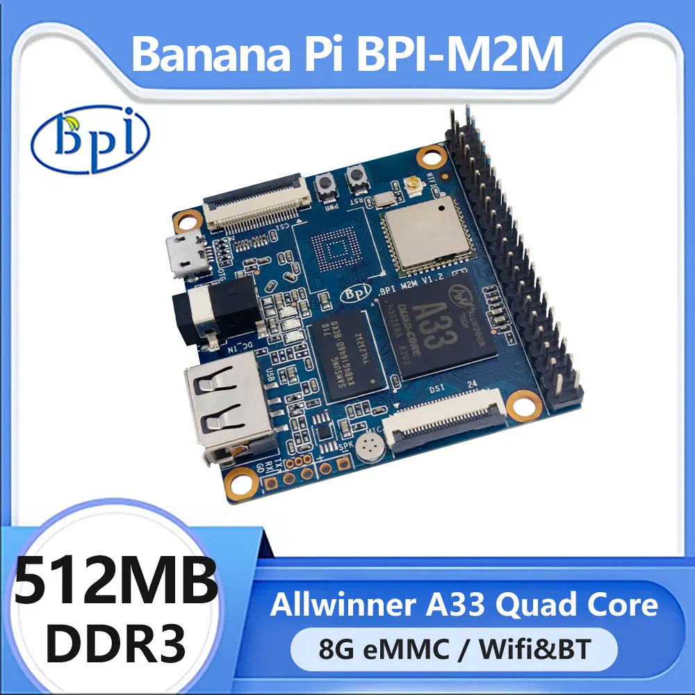 

Banana PI BPI-M2M Allwinner A33 Quad Core 512MB DDR3 No eMMC Support CSI DSI WIFI BT 4.0 Run Android 6.0 And Linux Ubuntu Tina