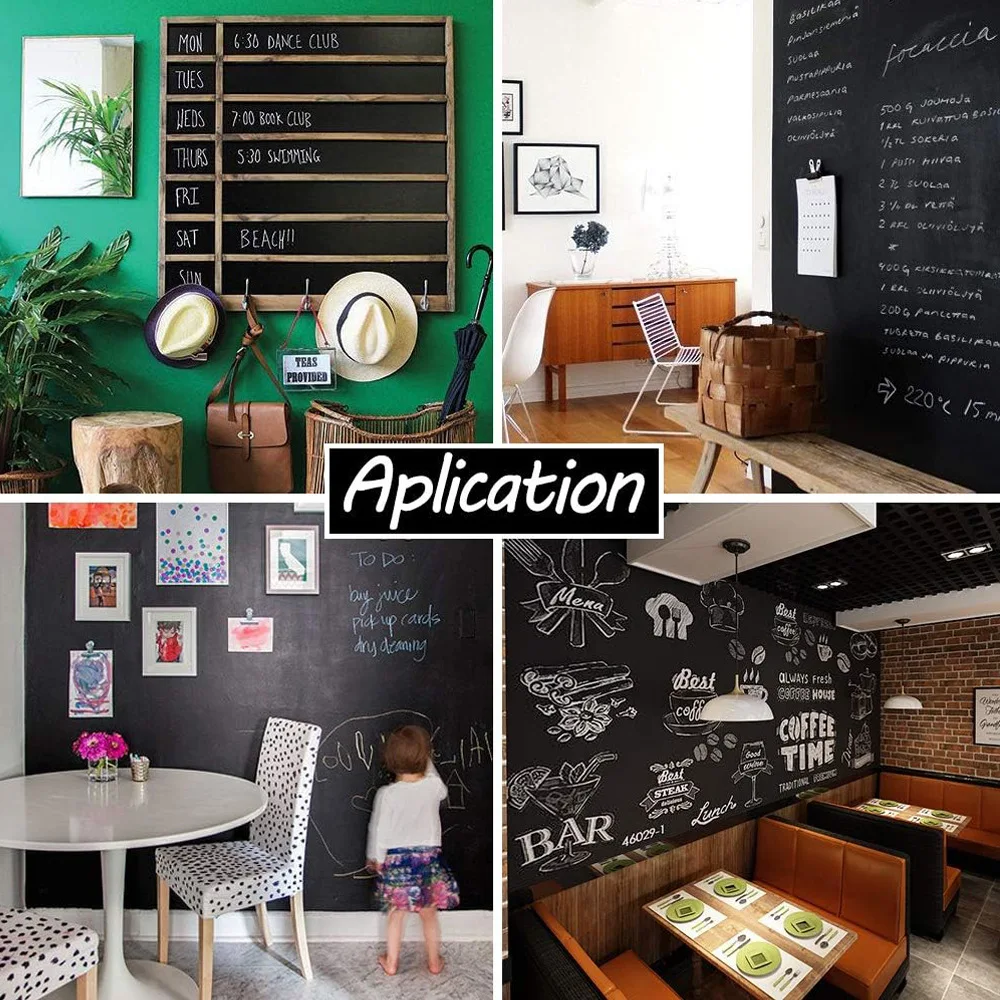 PVC Draw Mural Decor ChalkBoard Blackboard Stickers Chalk Board Erasable Wall Sticker for Kids Rooms Bedroom Office 45x200cm