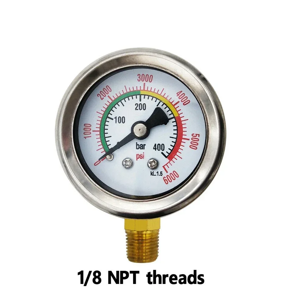 Barometer Manometer Pressure Gauge Outdoor PCP Silver/Black 0-400bar 0-6000psi 1/8NPT Thread 1pcs Small Diameter