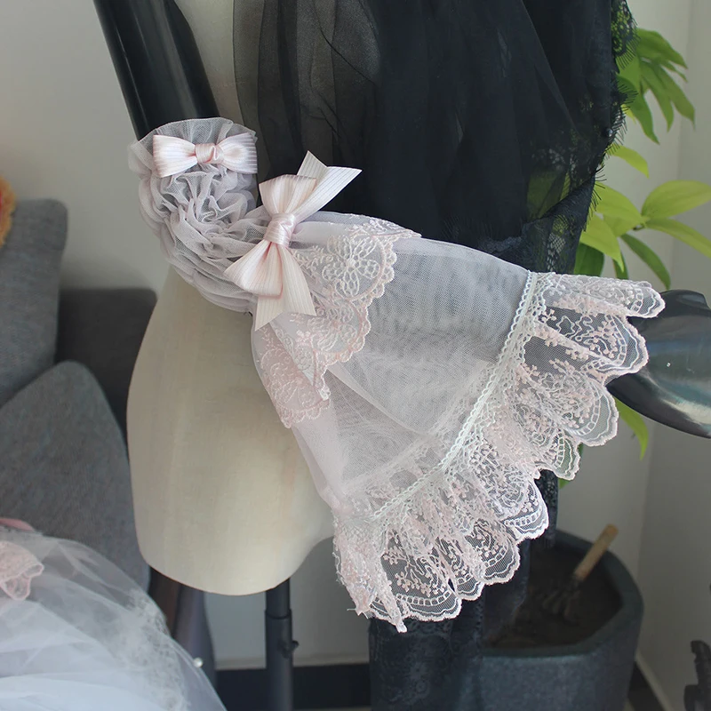 Handmade Sweet Lace Bow Arm Sleeves Pink Princess-style Lolita Elegance Fairy Arm Sleeves Y2K Japanese Style Oversleeves - view 4