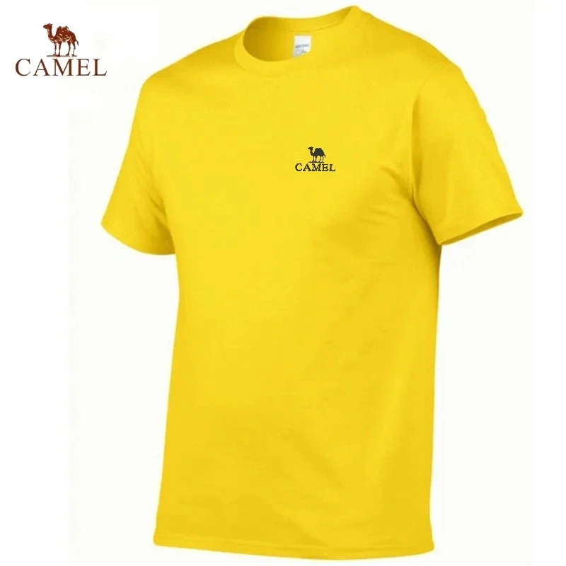 Camel - Men's Short sleeved Embroidered T-shirt, 100% Cotton, Comfortable Polo Top, Outdoor Sports, Leisure, Couple, Summer Fash