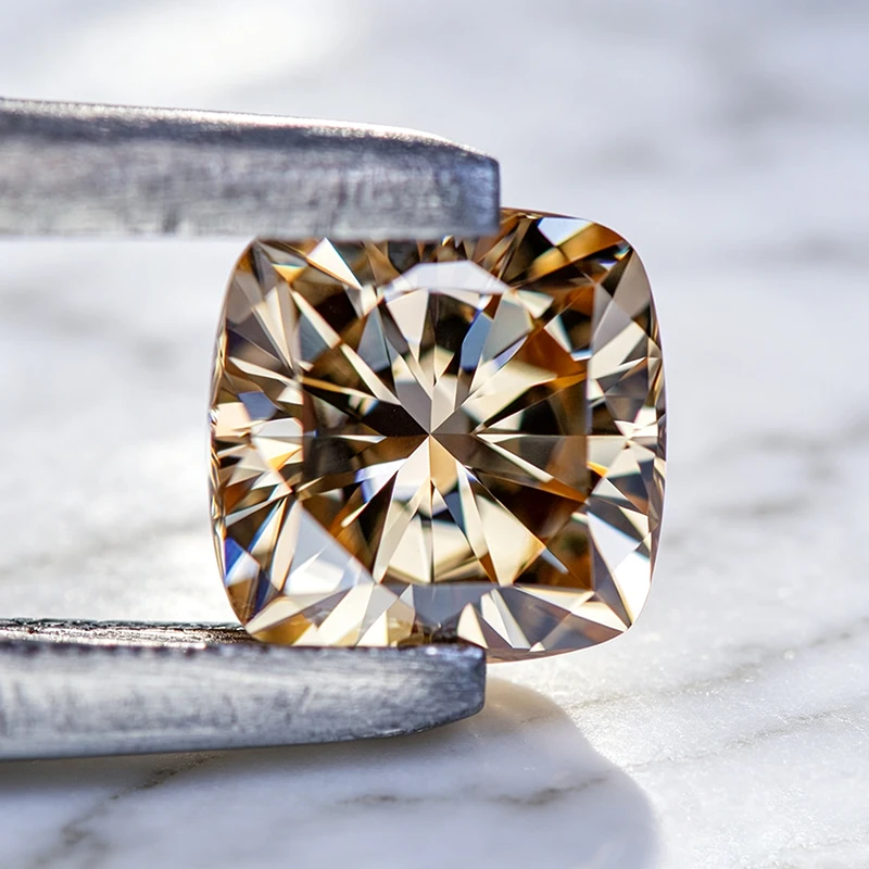 Moissanit-Stein, natürlicher Champagner-Kissen-Schliff, Edelstein für DIY-Ringe, Halsketten, Ohrringe, Hauptmaterialien mit Zertifikat – Detail 5