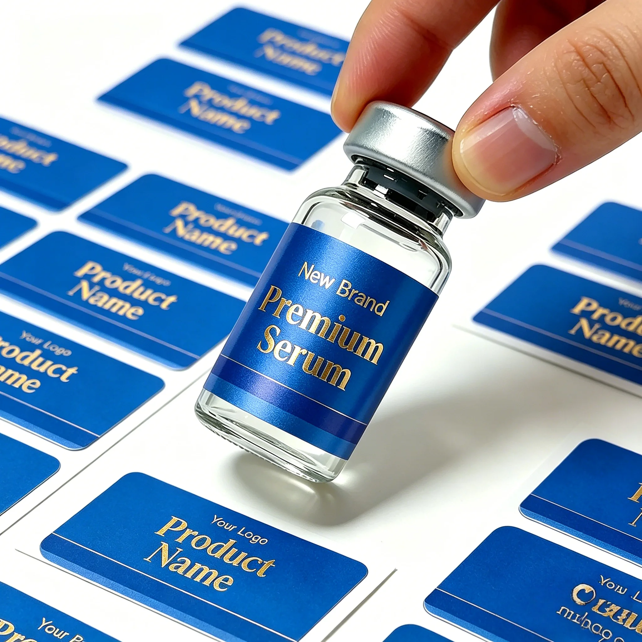 Premium Gold Foil Vinyl Labels,Strong Adhesive Stickers,3ml/5ml/10ml Vial Decals for Beauty Fitness view 5