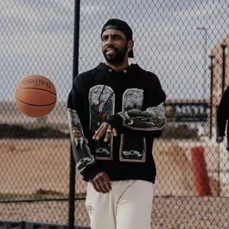 Hi Street Graffiti Hoodies Fashion Designer Kanye West Hooded Sweatshirt Streetwear Painted Oversized Hip Hop Pullover Tops