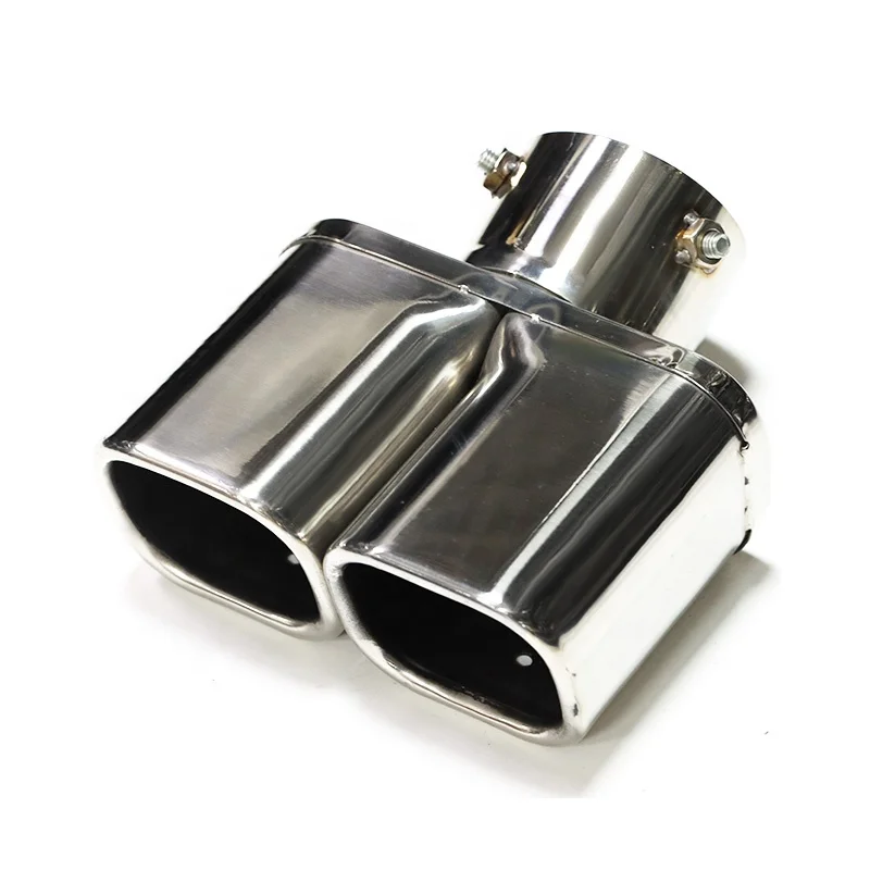 SYPES Universal Stainless Steel 63MM 76MM Double Outlet Exhaust Pipe Square Muffler Tip Universal Square Exhaust Tip