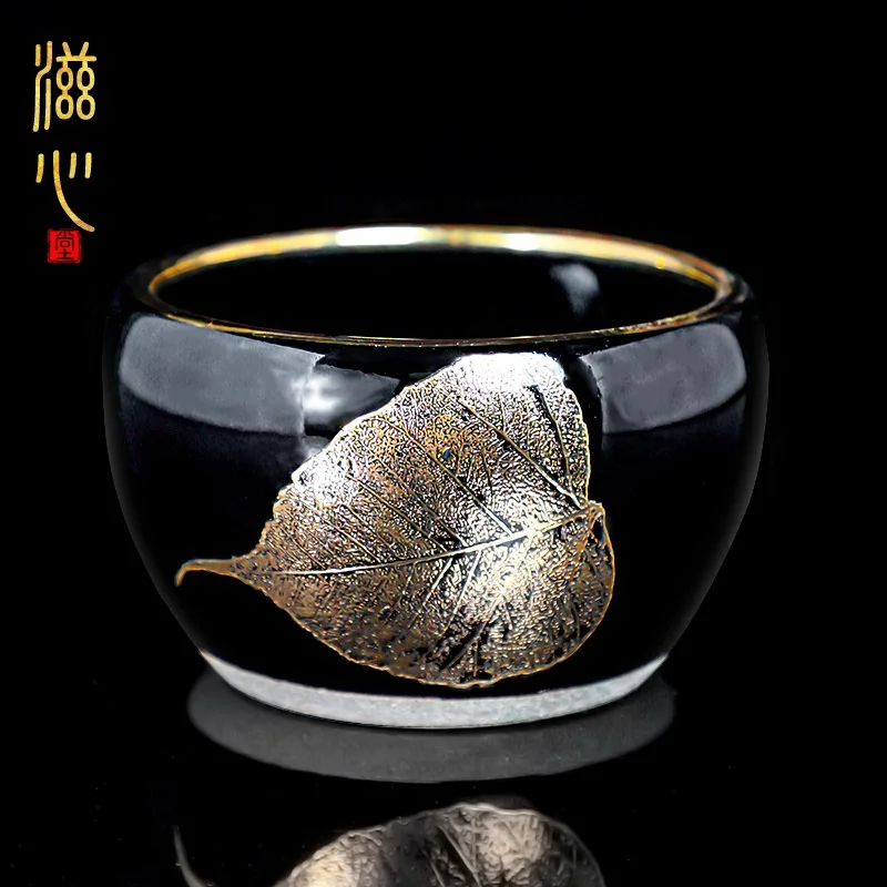 |Zixin hall Wu Jiwang builds black gold leaf tea cup Kung Fu tea set master cup single cup female gift box individual