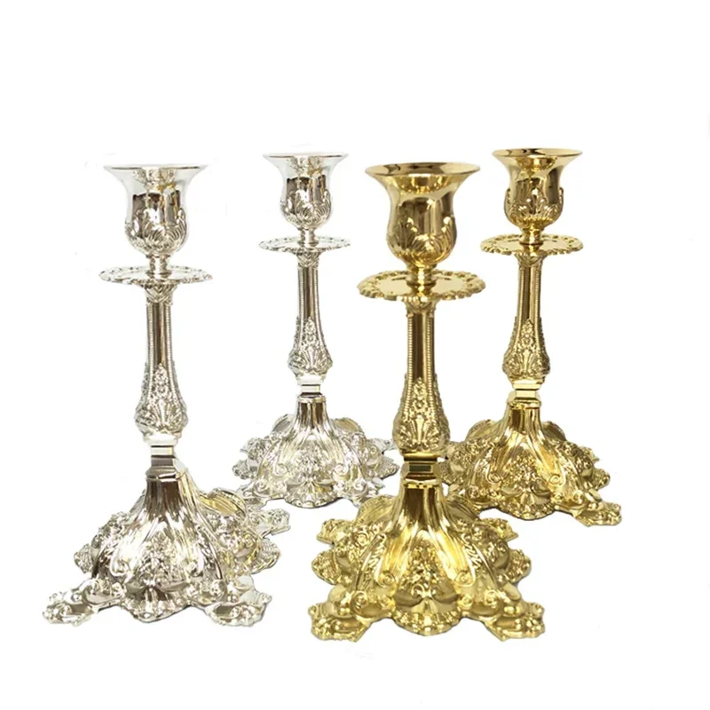 Metal Gold Silver Single Arm Candle Holders Home Romantic Candlelight Dinner Props Hotel Wedding Party Stick Candle Stand Decor