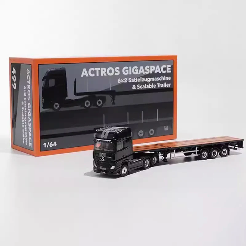 GCD 1:64 3-Axle Actros Gigaspace 6x2 Sattelzugmaschine و مقطورة قابلة للتطوير سبيكة نماذج من الشاحنات هدايا العيد اللعب
