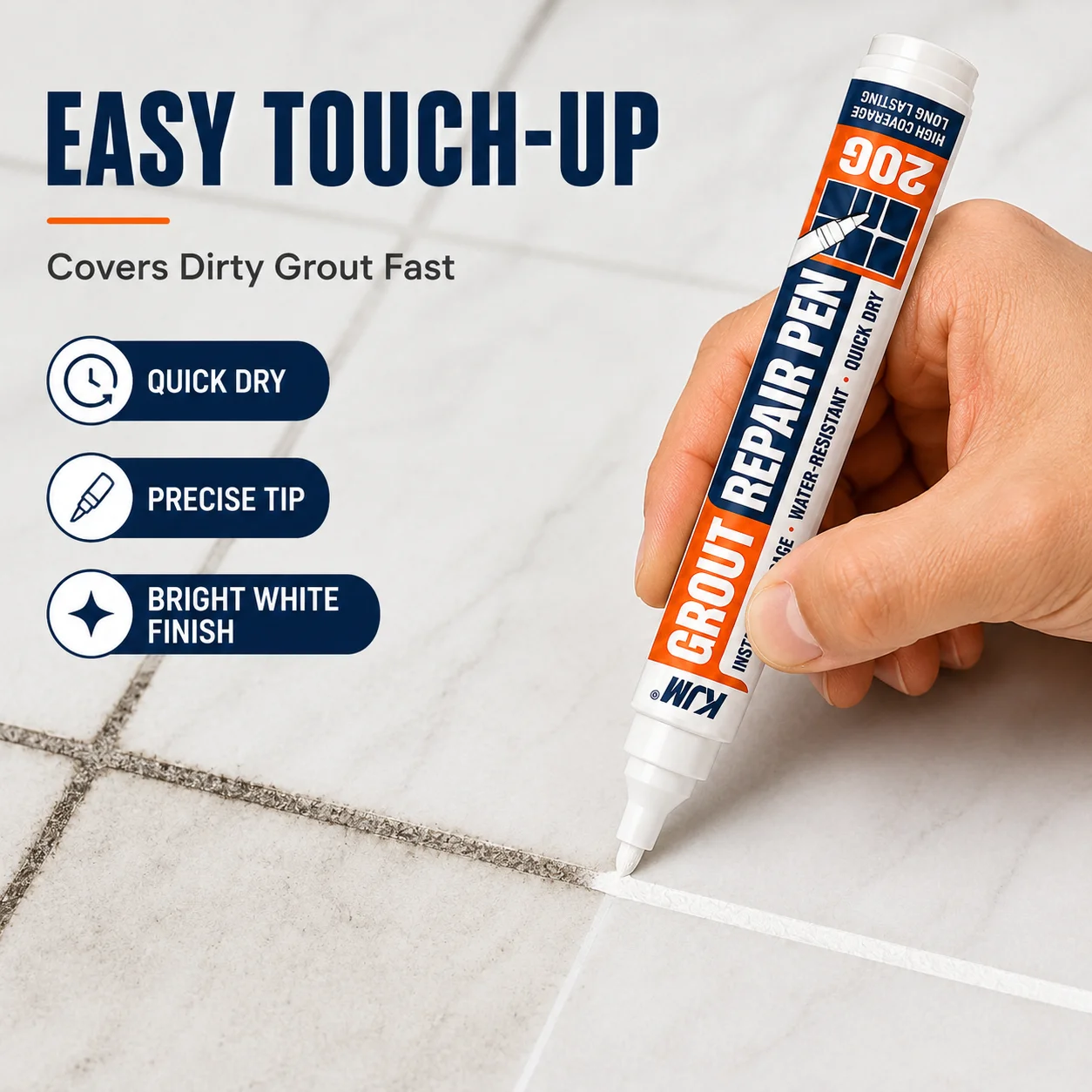Tile Grout Repair Pen Quick Dry Waterproof Mildew Resistant Touch Up Marker For Kitchen Bathroom Ceramic Tile Line Refinishing