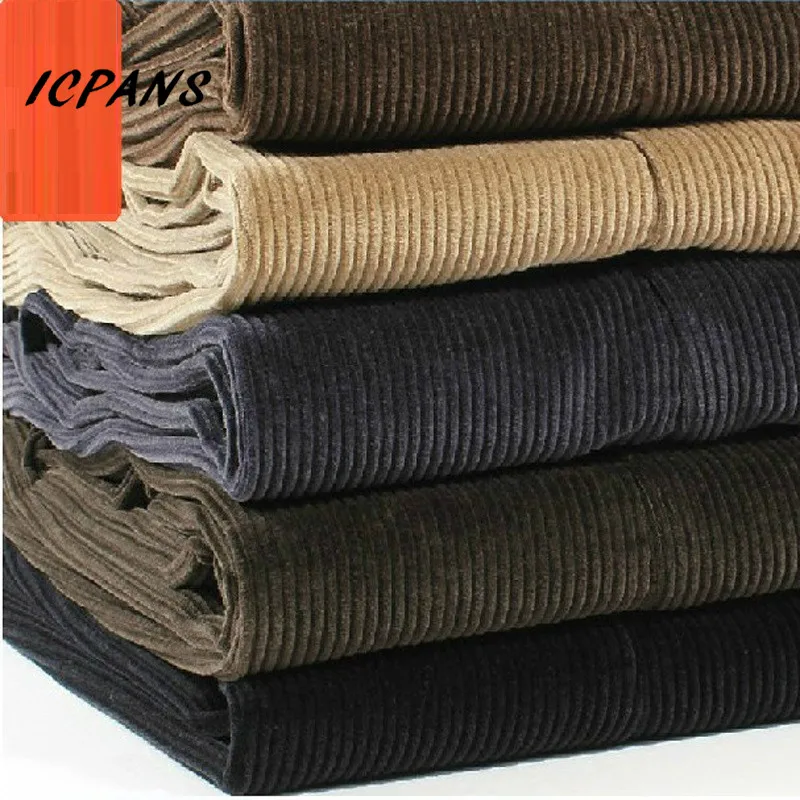 

Double Pleated Corduroy Men Trousers Straight Thick Warm Autumn Winter Men Pants High Waist Mens Pants Big Size 40 42 44 46