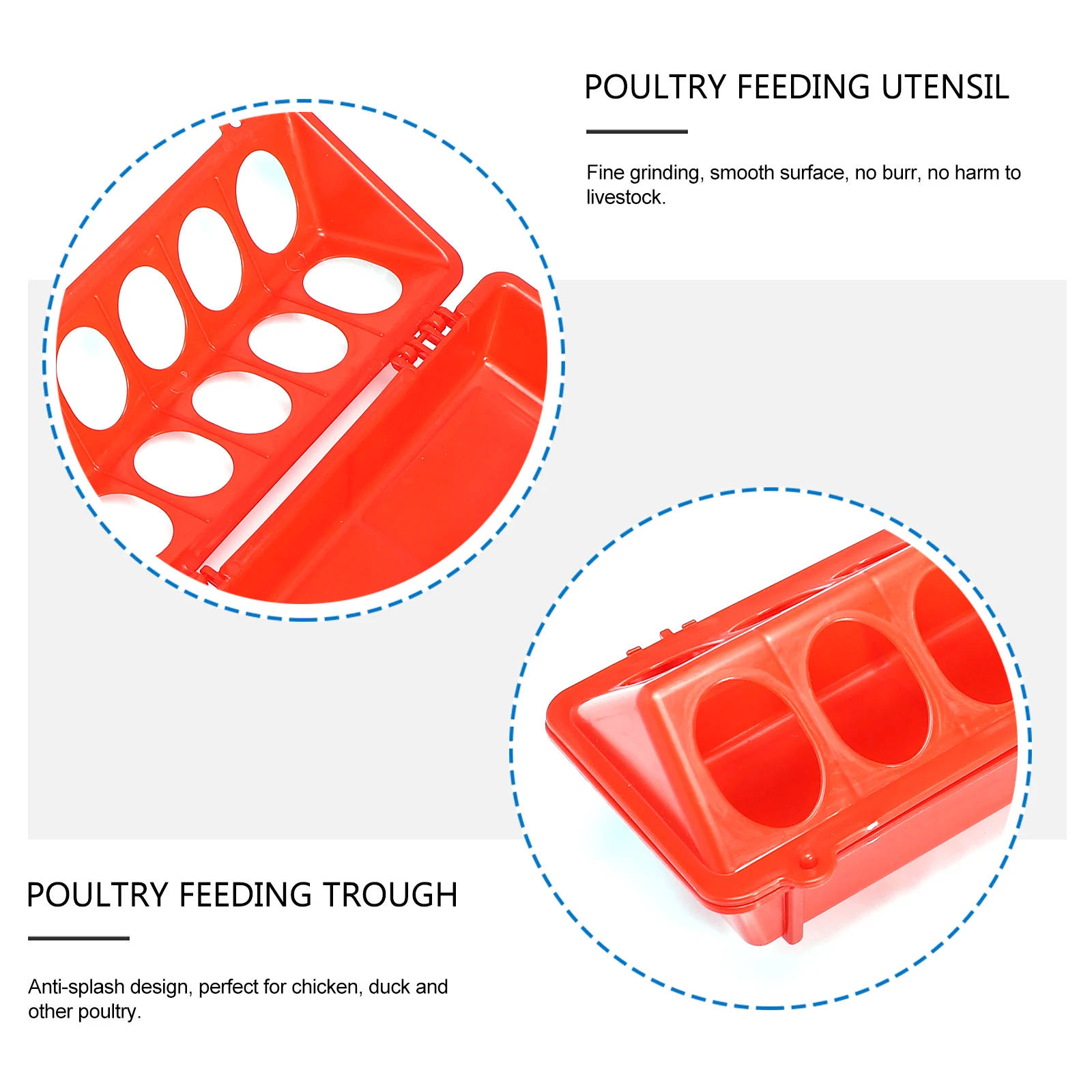 

2 pcs Chicken Feeding Trough Durable Poultry Food Container Anti-Splash Design Easy Clean Long Feed Groove For Duck Chickens