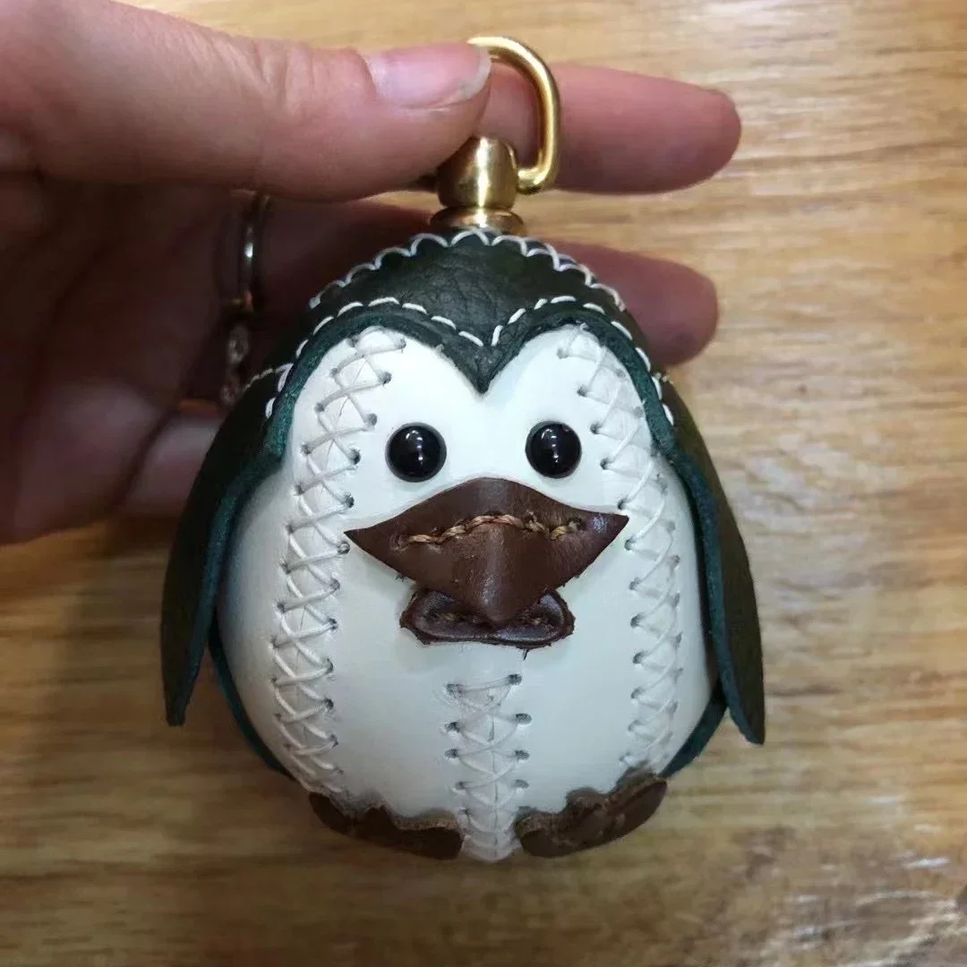 Bag pendant genuine leather penguin doll internet celebrity gift ornament retro