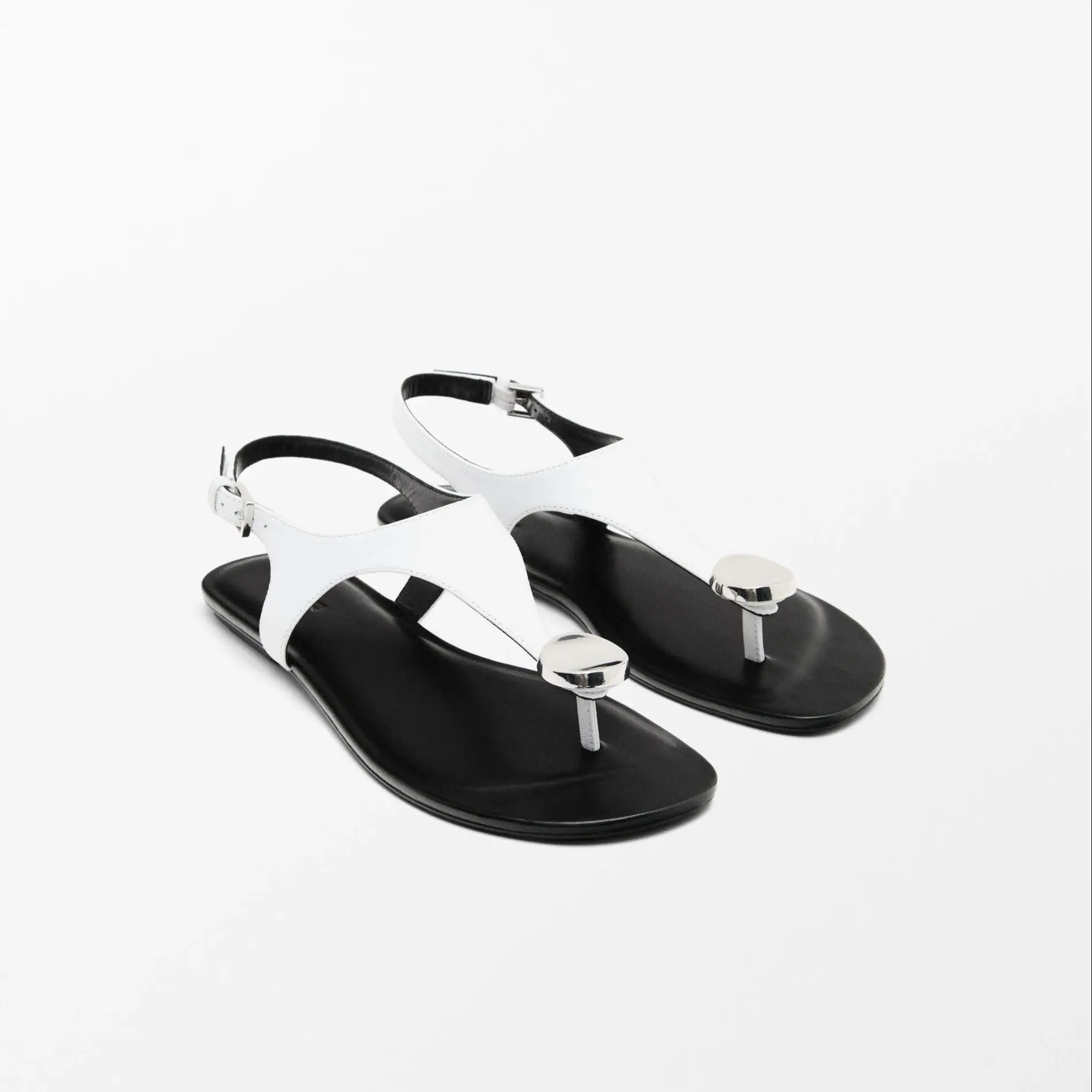 

Женские современные сандалии из натуральной кожи на плоской подошве с пряжкой-ловушкой, умное украшение, повседневная повседневная универсальная летняя пляжная обувь для поездок на работу