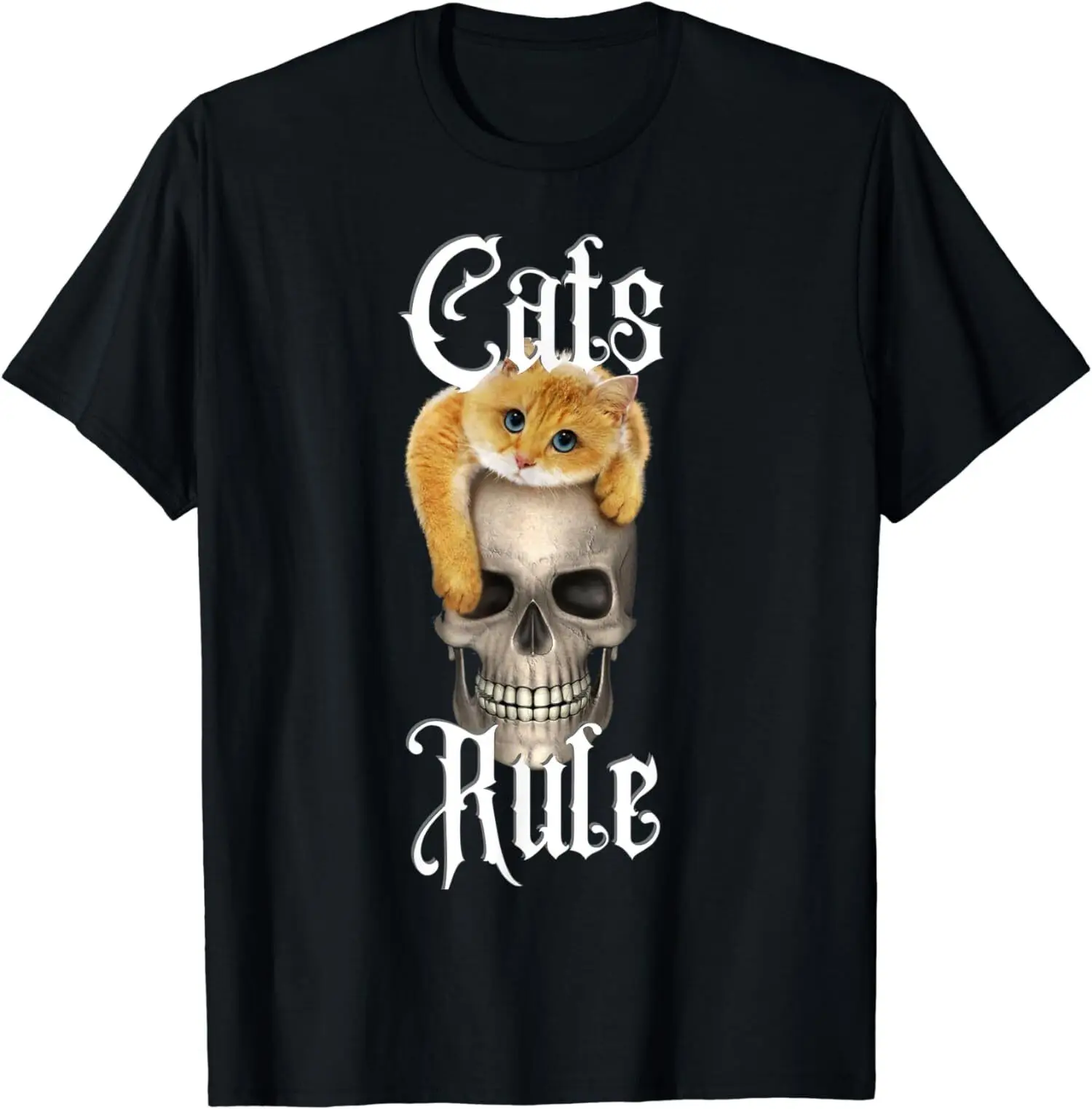 NEW LIMITED Cats Rule - Skull Cute Cat Pagan Witch Wicca Wiccan T-Shirt S-3XL