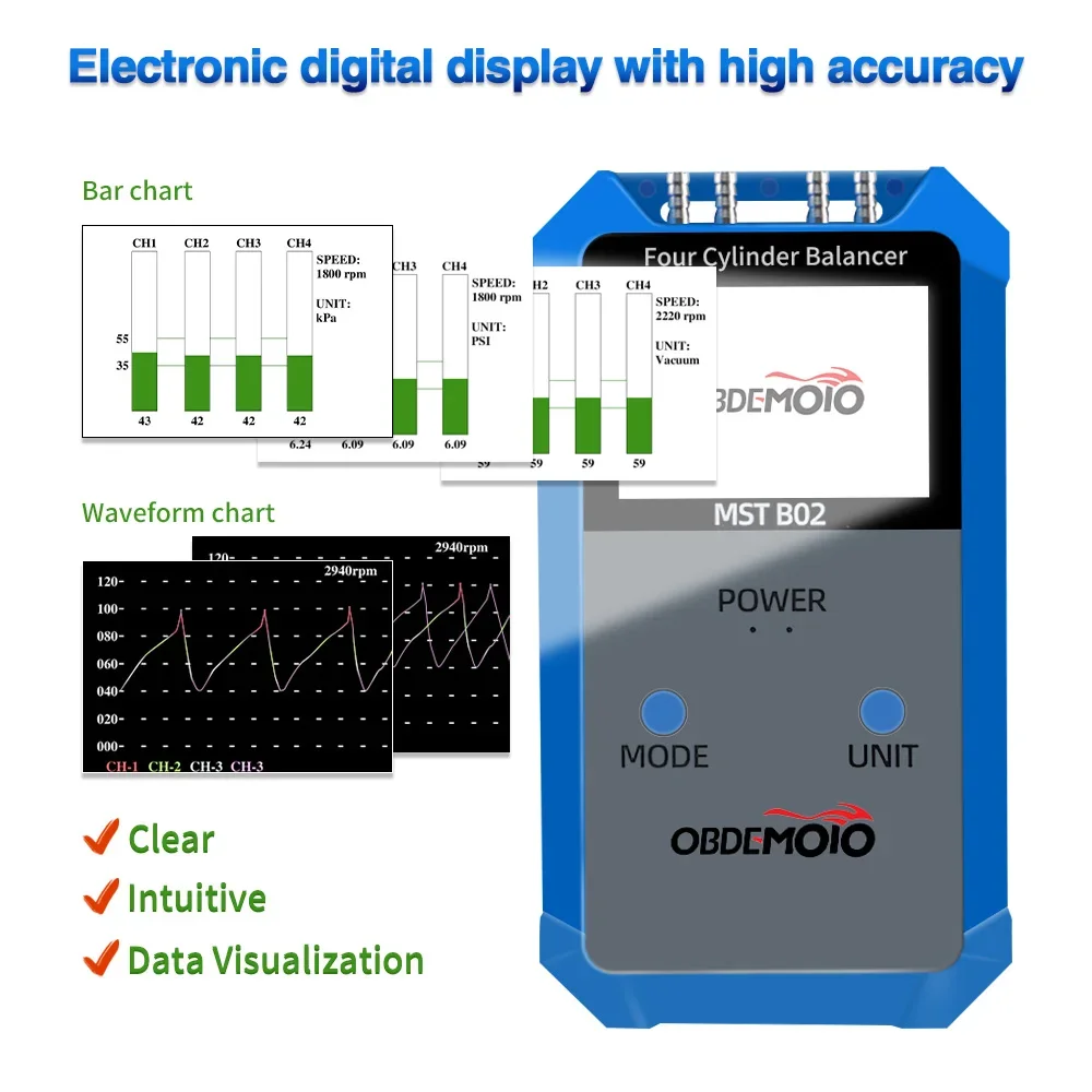 4 Cylinder Balancer Vacuum Instrument OBEMEOTO B02 for Motorcycle Negative Pressure Consist Adjust Meter Gauge
