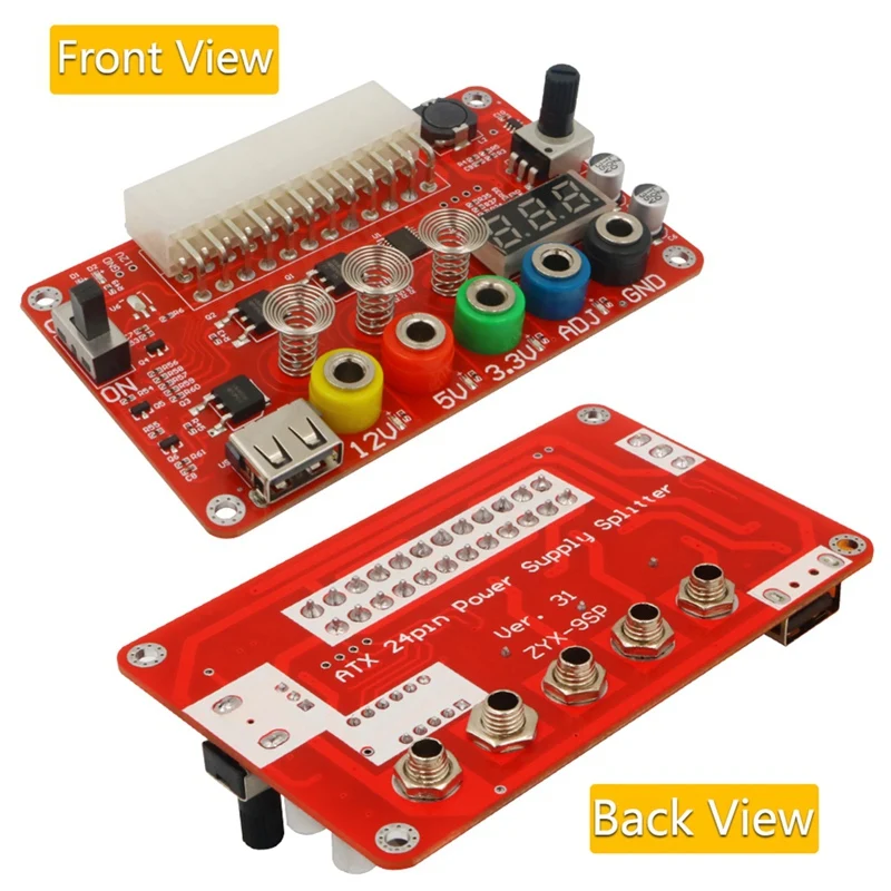 ใหม่-ATX 24Pin Power Breakout Board พร้อม ADJ แรงดันไฟฟ้าลูกบิดและอะคริลิคชุดแรงดันไฟฟ้าพร้อมสวิตช์สัมผัส