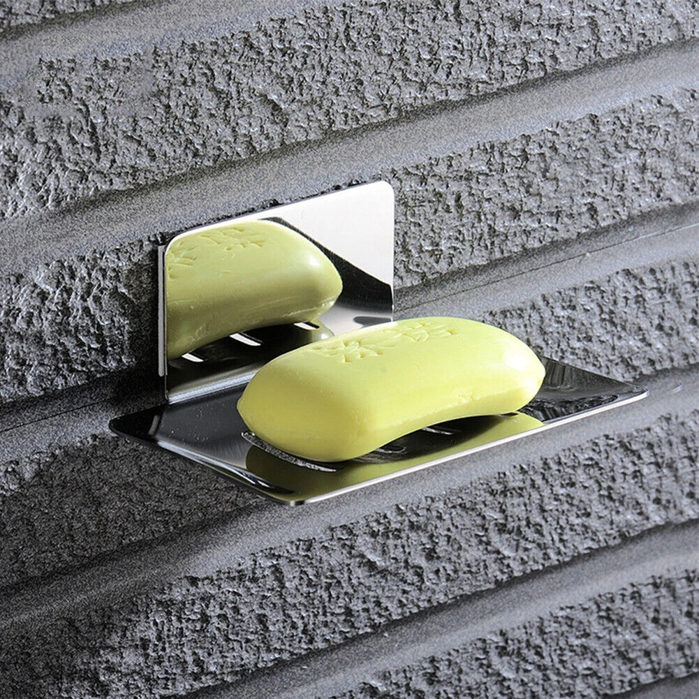 

1pc Stainless Steel Rack Soap Holder Dish Wall Mount Tray Storage Dish Bathroom Shower Plate