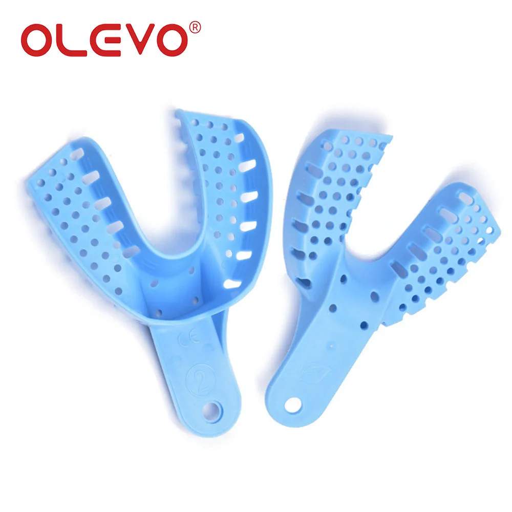 Olevo 10 Stuks Tandheelkundige Afdruk Trays Orthodontisch Materiaal Autoclavable Geperforeerde Plastic Tanden Lade Rechtsboven Linksonder