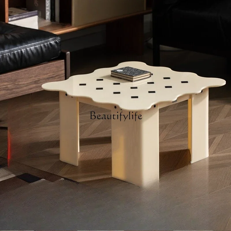 

ls 27Coffee table light luxury high-end mobile square cream wind sofa small coffee table small apartment household table