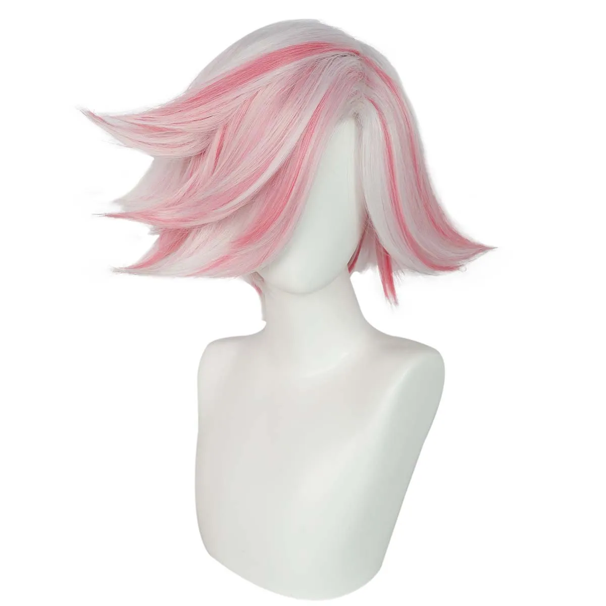 Accesorios para disfraces de fiesta de Halloween, pelo sintético resistente en blanco y negro, pelucas de Cosplay de cáscara de Anime