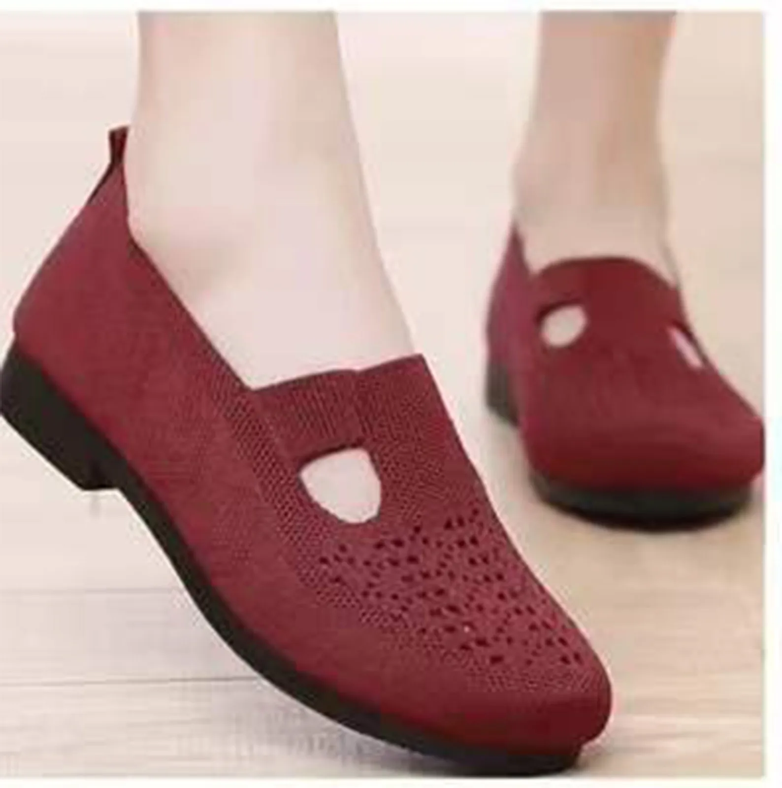 Shoes Fashion Breathable Summer Women Mesh Light Mom Shoes Slip On Flat Casual Non-Slip Sport Shoes Ladies Vulcanized Shoes