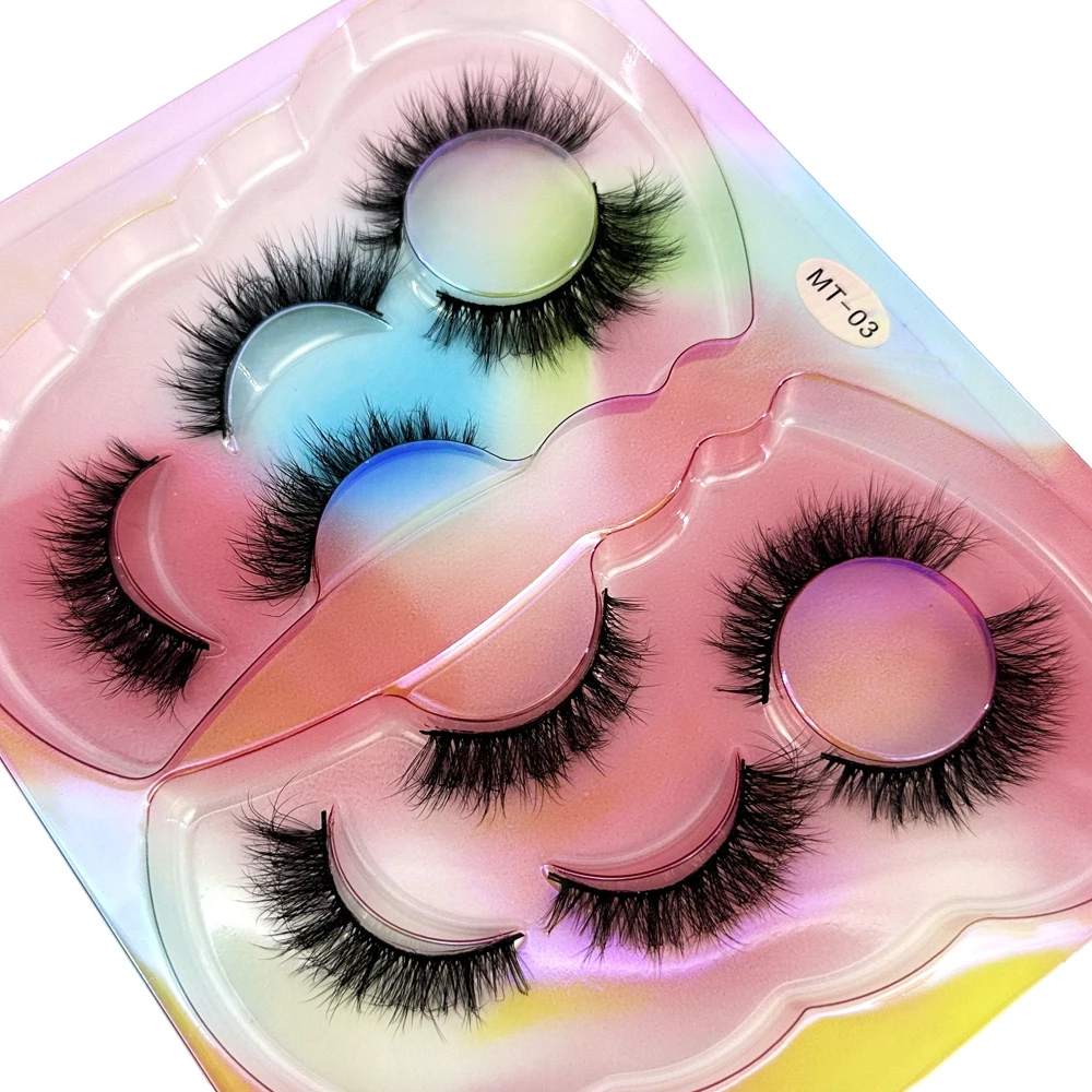 New 5Pairs Mink Lashes 3D Mink Thick Eyelashes Natural Messy Black Mink False Eyelash Full Strip cilios Reusable Makeup Eye Lash